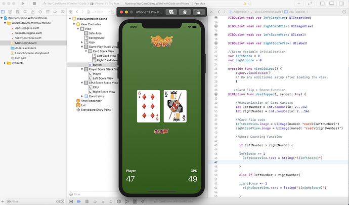 CompletedWarCardAppScreenshot